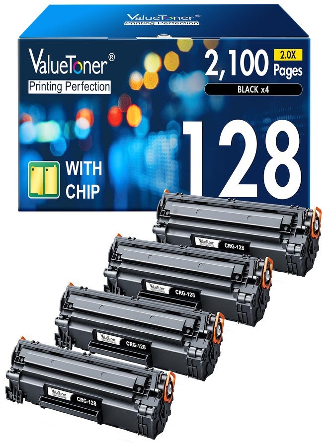 Valuetoner خرطوشة حبر بديلة متوافقة من Valuetoner لطابعات كانون 128 السوداء CRG128 FaxPhone L190 L100 ImageCLASS D530 D550 MF4880dw MF4570dw MF4770n الليزرية، عبوة من 4 خراطيش (أسود) - Image 1